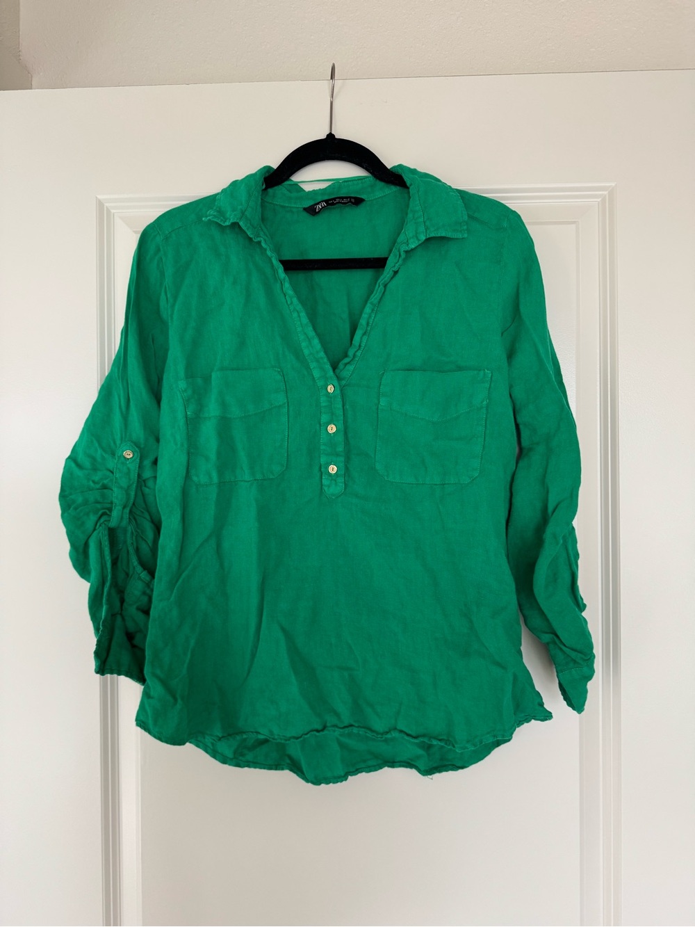 Zara Emerald Green Button-Front Tunic